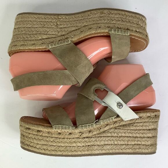 RAG & BONE August Espadrille Brown Suede Leather Wedge Sandals Sz 38.5/US 8.5 - Picture 3 of 12